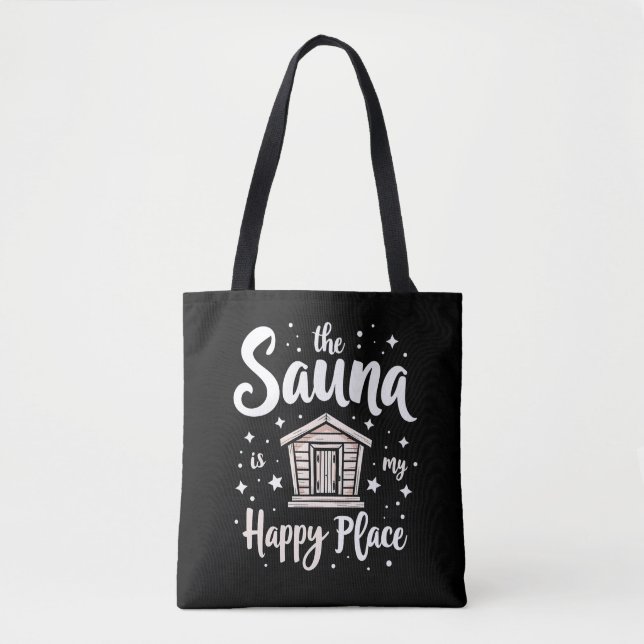 Bolso De Tela La Sauna es mi lugar feliz (Anverso)
