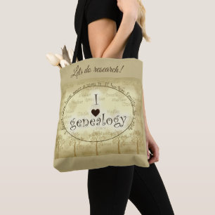 Bolso De Tela La sepia de la genealogía del "corazón I" entona
