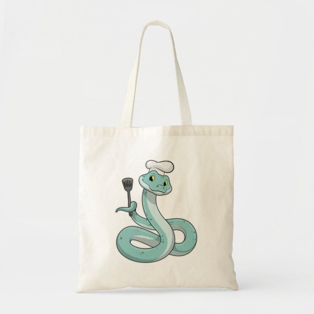 Bolso De Tela La serpiente como cocinar con el gorra del chef (Frente)