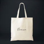 Bolso De Tela La simple maleta de la dama de honor Minimalista<br><div class="desc">Esta sencilla y minimalista mochila de tote de la dama de honor es el regalo perfecto para el boda de presentar a sus damas de honor como boda moderno. El diseño,  sencillo y elegante,  presenta una tipografía de escritura clásica y elegante en blanco y negro.</div>
