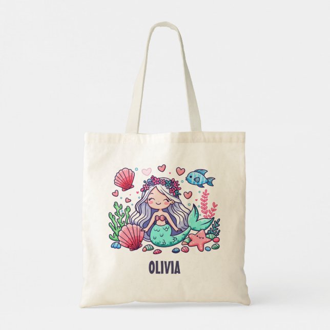 Bolso De Tela La sirena Personalizado cuta personalizada (Reverso)