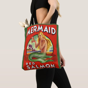 Bolso De Tela La Sirena Salmon de los años 1940 puede etiquetar 
