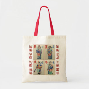 Bolso De Tela La temporada de Mah-Jong presenta dos cuadros con 