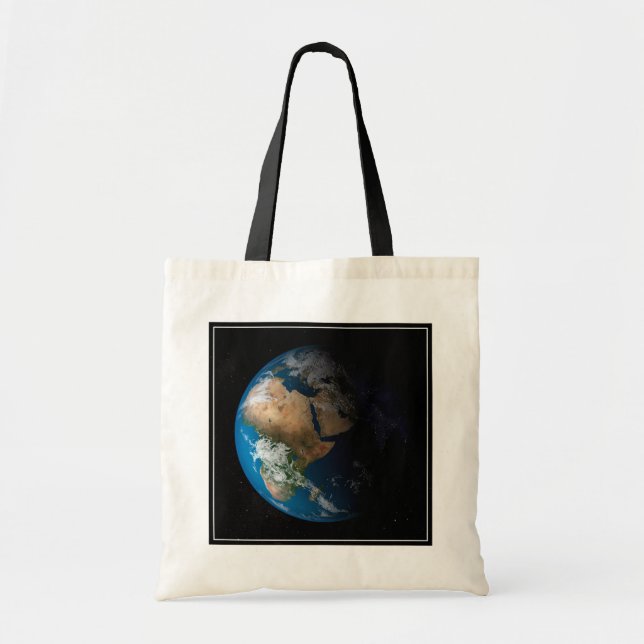 Bolso De Tela La Tierra Llena Mostrando Nubes Simuladas Sobre Áf (Frente)