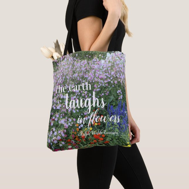 Bolso De Tela La tierra ríe en flores citan floral (Detalle)