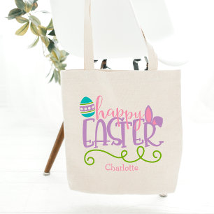 Bolso De Tela La tipografía moderna personalizada Happy Easter C