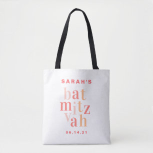 Bolso De Tela La tipografía moderna rosa de Bat Mitzvah es una