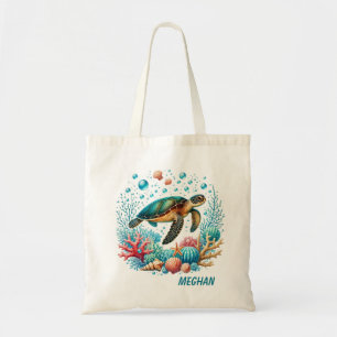 Bolso De Tela La tortuga marina de la playa de Cuta añade su nom