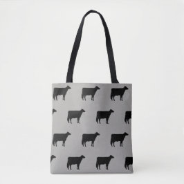 Bolso De Tela La vaca de Holstein siluetea el modelo gris y