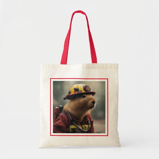 Bolso De Tela "La valentía deslumbrante: El capibara que lucha c (Frente)