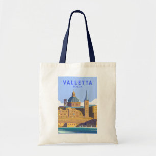 Bolso De Tela La Valeta Malta Viaje Arte Vintage