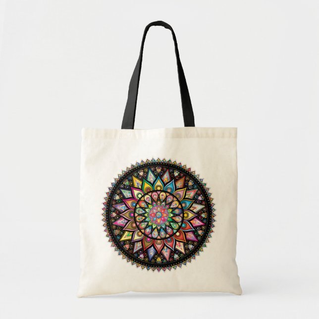 Bolso De Tela La variedad de colores de mandala (Frente)