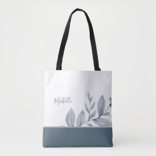 Bolso De Tela La vegetación de color azul turbio con nombre