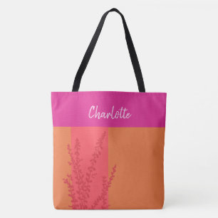 Bolso De Tela La vegetación rosa caliente y Naranja deja persona