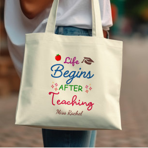 Bolso De Tela La vida comienza después de enseñar las cosas mode