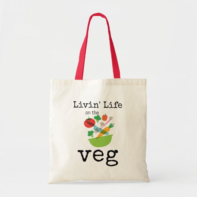 Bolso De Tela La vida en vivo en el humor vegetariano vegano (Frente)