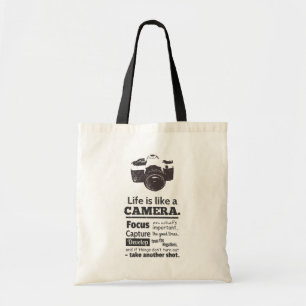 Bolso De Tela La vida es como una cámara cita, Black Grunge
