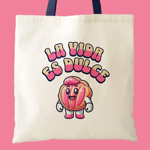 Bolso De Tela La Vida es Dulce Concha Rosa Pan Dulce Shirt