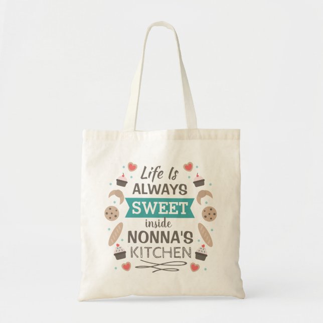 Bolso De Tela La vida es dulce en la cocina de Nonna (Frente)