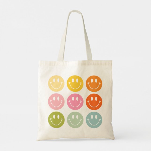 Bolso De Tela La vida es Guay feliz sonriente Emoji facial (Reverso)