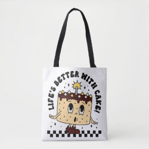 Bolso De Tela La vida es mejor con el tote del pastel