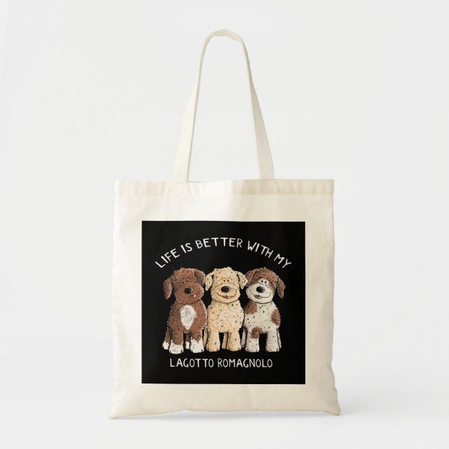 Bolso De Tela La vida es mejor con Lagotto Romagnolo I Perro Lov (Frente)