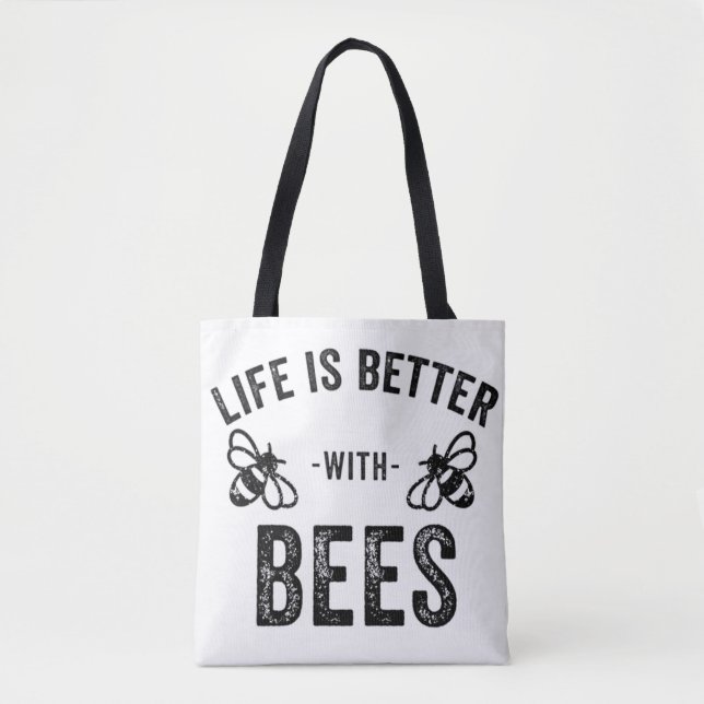 Bolso De Tela La vida es mejor con las abejas frescas abejas (Anverso)
