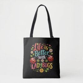 Bolso De Tela La vida es mejor con mariquitas