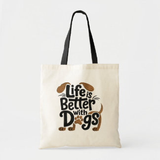 Bolso De Tela La vida es mejor con perros