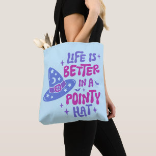Bolso De Tela La vida es mejor con un sombrero puntiagudo azul d