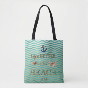Bolso De Tela La vida es mejor en el monograma de la tipografía