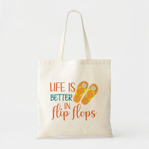 Bolso De Tela La Vida Es Mejor En Flip Flops, Cita De Verano