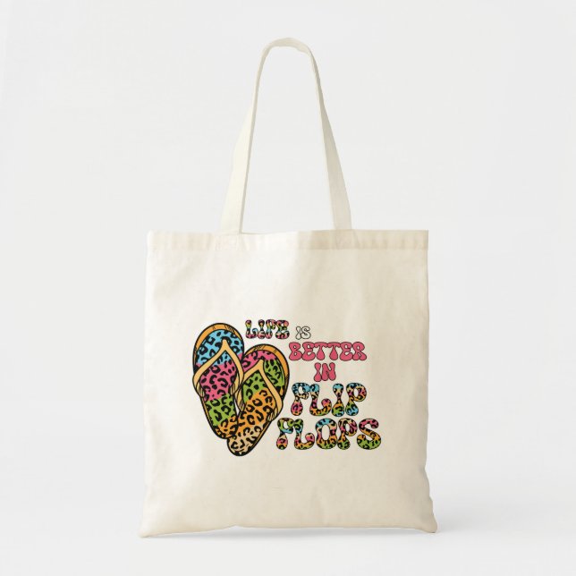 Bolso De Tela La vida es mejor en Flip Flops- Summer Vibes (Frente)