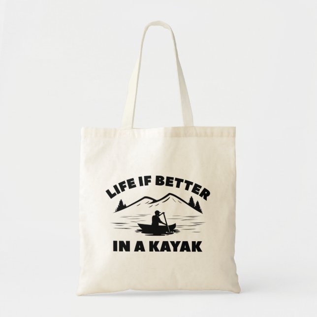 Bolso De Tela La Vida Es Mejor En Kayak (Frente)
