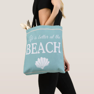 Bolso De Tela La Vida Es Mejor En La Cita Turquesa De La Playa