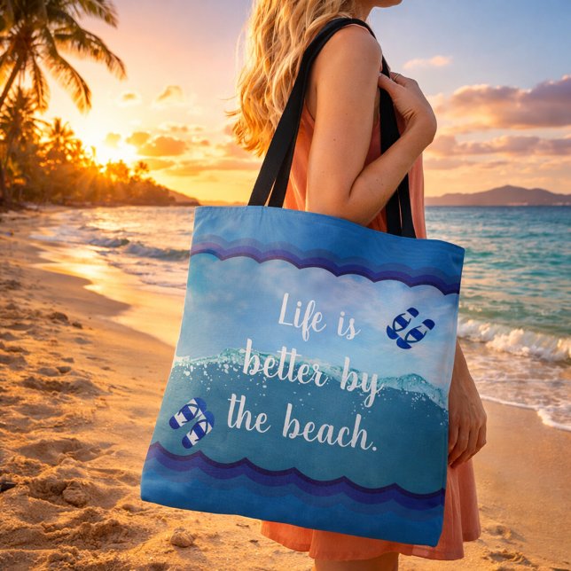 Bolso De Tela La vida es mejor en la playa (Subido por el creador)