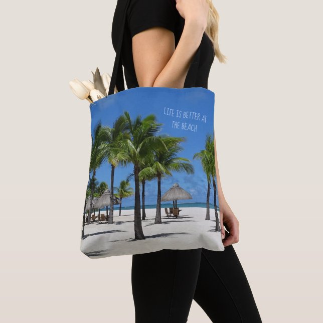Bolso De Tela La vida es mejor en la playa (Detalle)