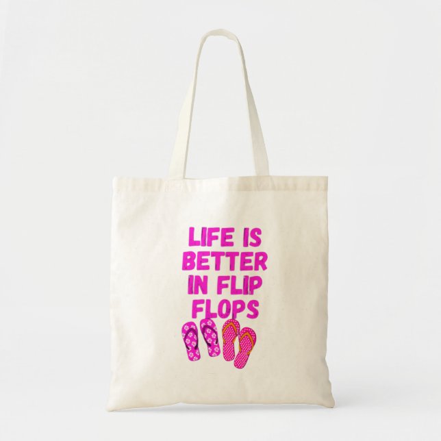 Bolso De Tela La vida es mejor en los flip flops (Frente)