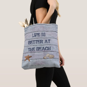 Bolso De Tela La vida es mejor / Prefiero estar en la playa