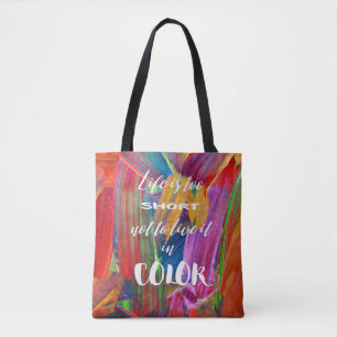 Bolso De Tela La vida es moderna abstracto colorido demasiado