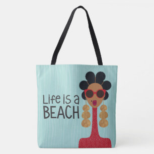 Bolso De Tela La vida es un Tote Beach Shoulder