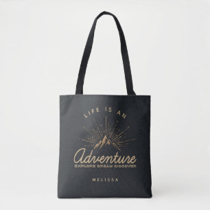 Bolso De Tela La vida es una montaña de aventura con los rayos d