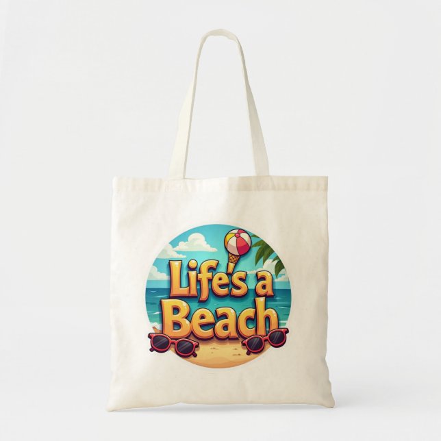 Bolso De Tela La vida es una playa (Frente)