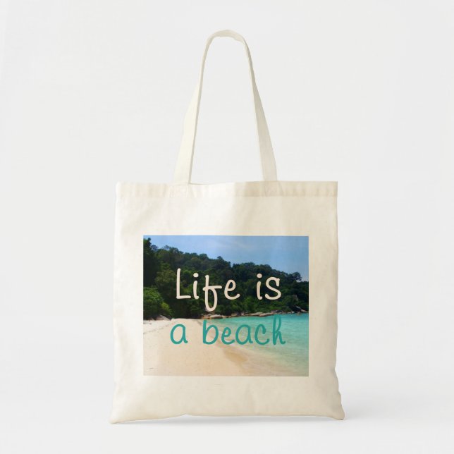 Bolso De Tela La vida es una playa (Frente)