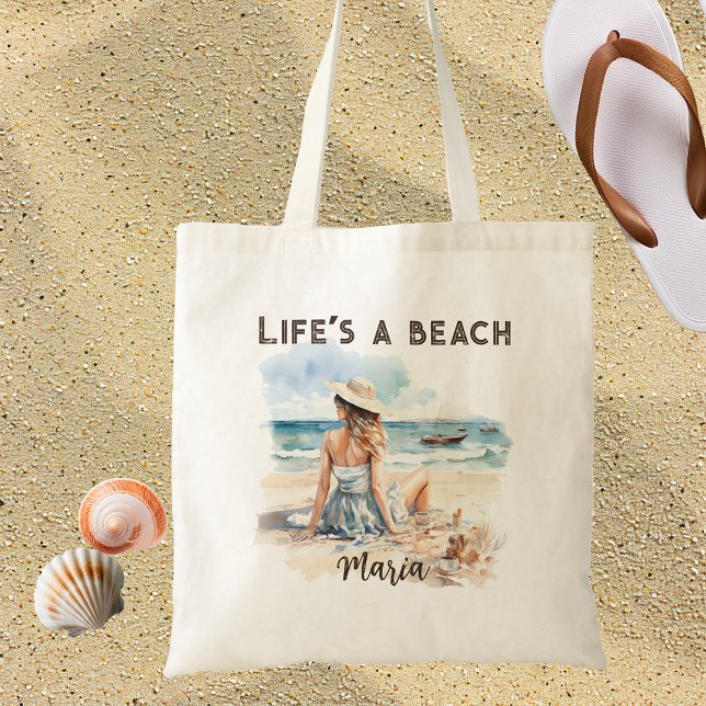 Bolso De Tela La vida es una playa personalizada (Subido por el creador)