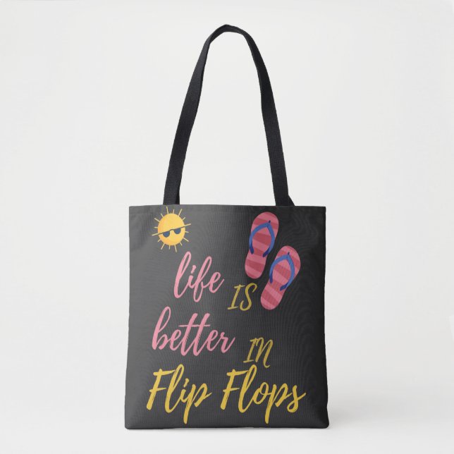Bolso De Tela La Vida Graciosa Es Mejor En Flip Flops Summer Bea (Anverso)