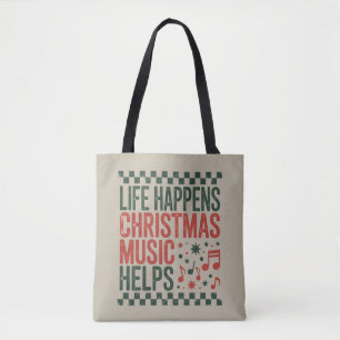 Bolso De Tela La Vida Sucede Música de Navidad Ayuda Divertido R
