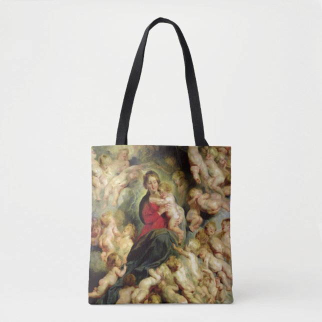 Bolso De Tela La Virgen y el niño rodeados (Anverso)