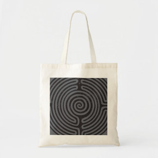 BOLSO DE TELA LABERINTO CIRCULAR ARTE FINA EN GRIS