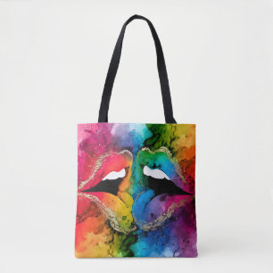 Bolso De Tela Labios abstractos vibrantes